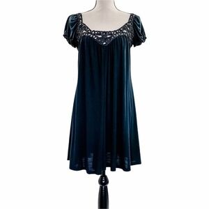 DEBBIE Miller Black Crochet Short Sleeve Dress